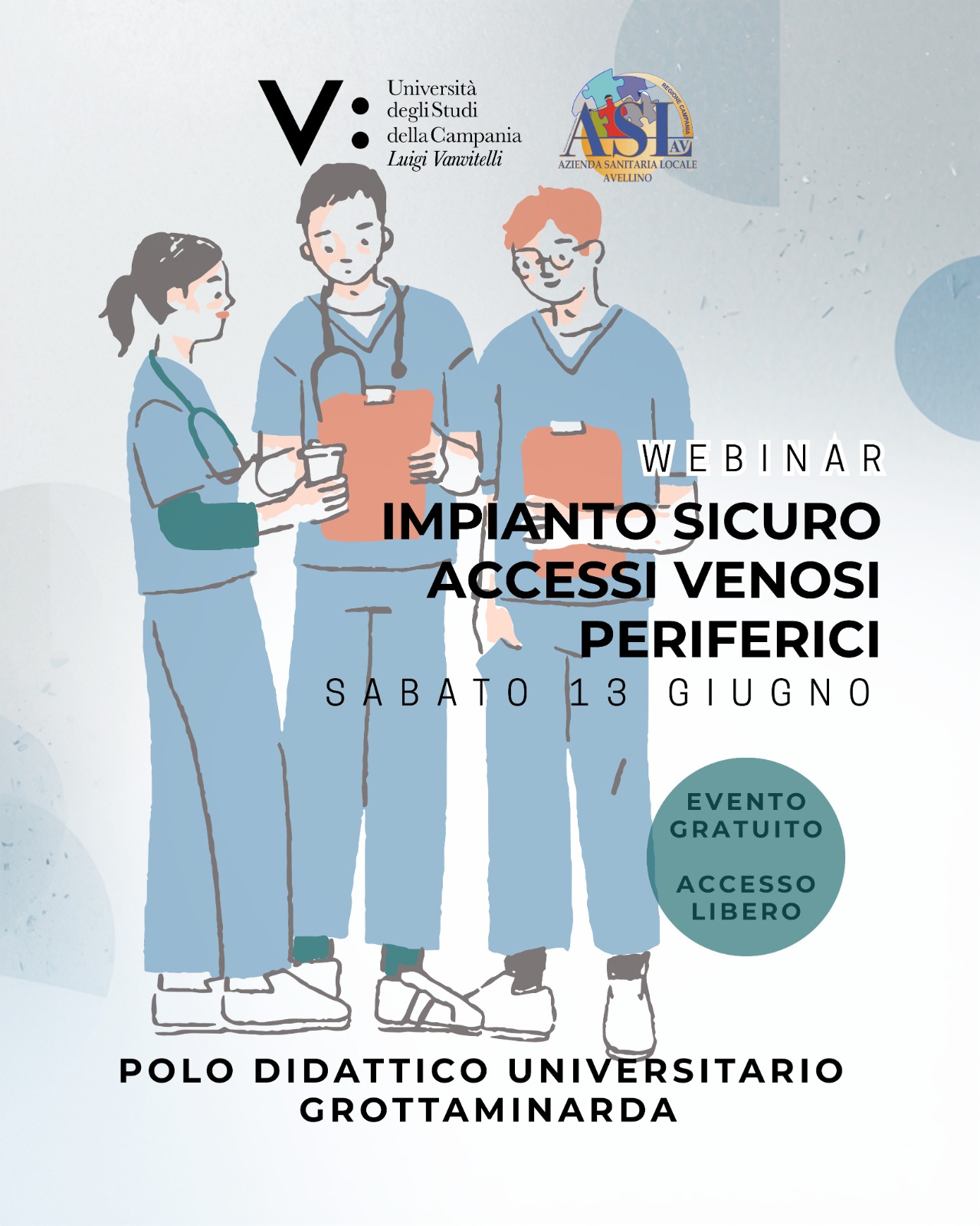 Impianto sicuro accessi venosi periferici: al Polo didattico di Grottaminarda un webinar nazionale con i massimi esperti del settore
